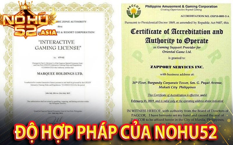 Độ hợp pháp an toàn của cổng game nohu52